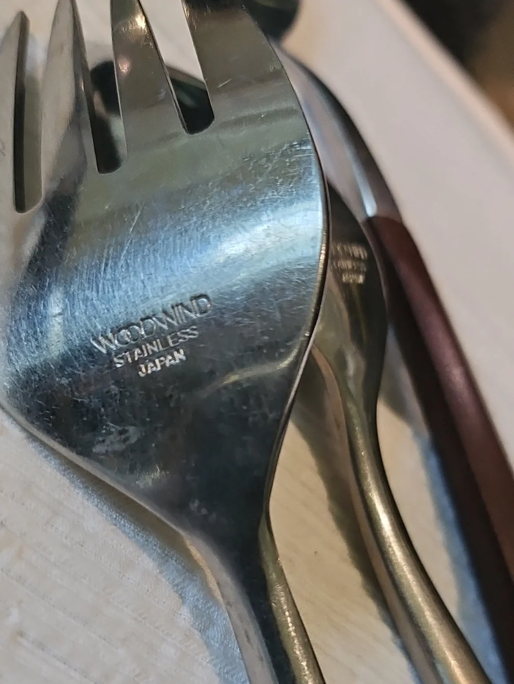 Vintage Woodwind Stainless Steel Serving Pieces- Japan